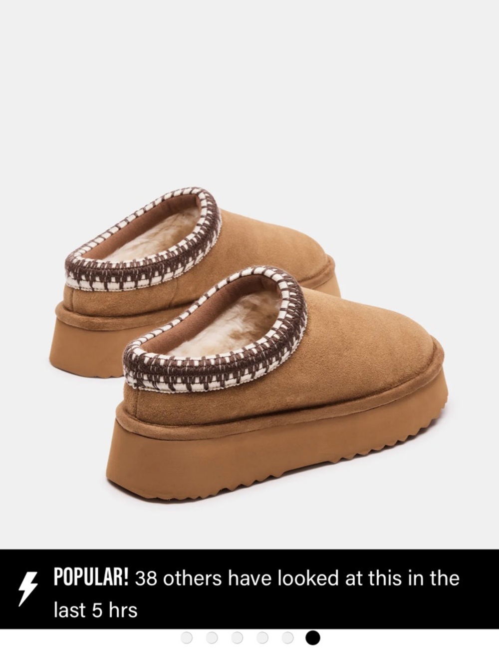 Steve Madden Tan Suede Platform Slip-On Slippers with Knit Trim